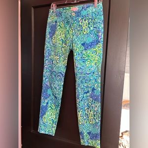 Lily Pulitzer Size 0 blue and green pants